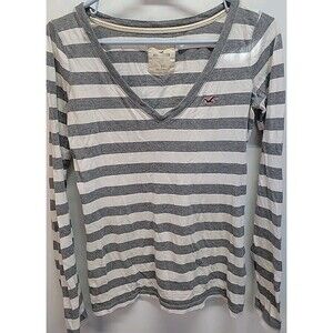 VTG Hollister Women’s shirt small HENSLEY Grey And White Stripe